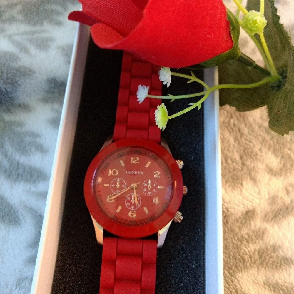 Red & Rose Gold Geneva Watch
